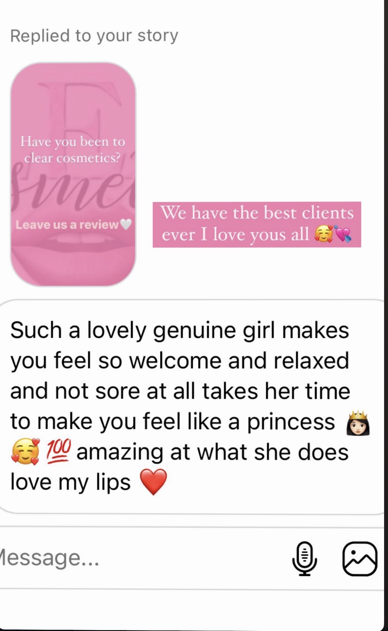 Client testimonial screenshot